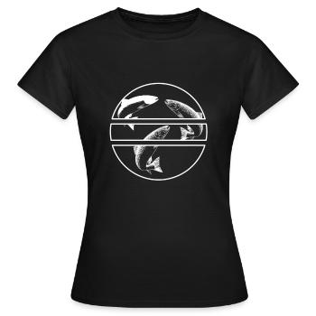 Lachs - Frauen T-Shirt - Schwarz - Vorne - AI Model Female 172 dark (172cm)