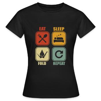 Plis en papier origami - T-shirt Femme - noir - Devant - AI Model Female 172 dark (172cm)