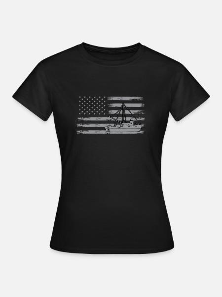 Fischkutter USA Fahne - Frauen T-Shirt - Schwarz
