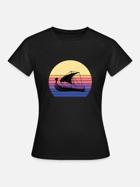 Wikingerschiff - Frauen T-Shirt - Schwarz