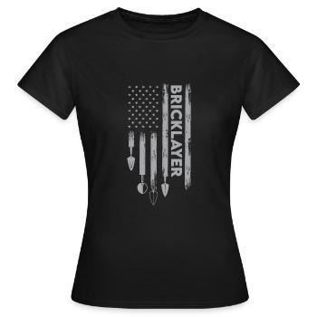 Maurer Usa Flagge Ziegel Mauerwerk - Frauen T-Shirt - Schwarz - Vorne - AI Model Female 172 dark (172cm)