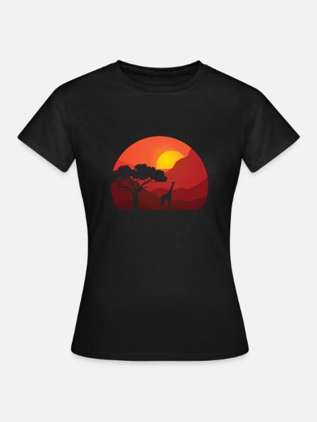 Giraffe Savanne - Frauen T-Shirt - Schwarz