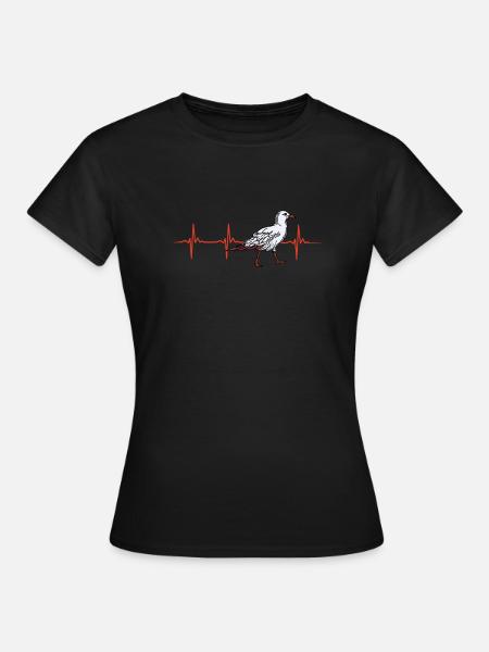 Möwe Herzschlag Geschenk - Frauen T-Shirt - Schwarz