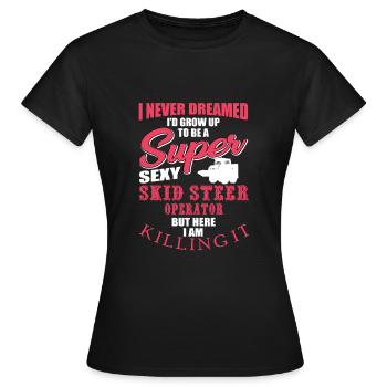 Drôle de chemise de chargeuse compacte - T-shirt Femme - noir - Devant - AI Model Female 172 dark (172cm)