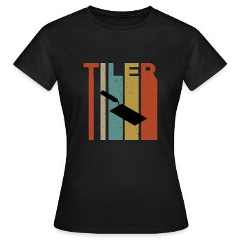 Conception de truelle de carreaux rétro - T-shirt Femme - noir - Devant - AI Model Female 172 dark (172cm)