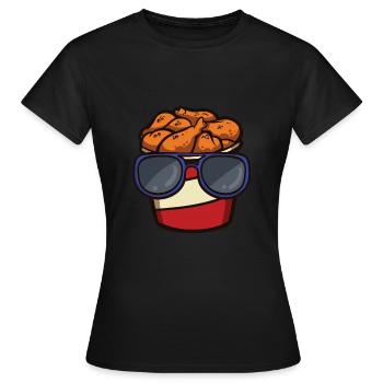 Seau de poulet frit avec - T-shirt Femme - noir - Devant - AI Model Female 172 dark (172cm)