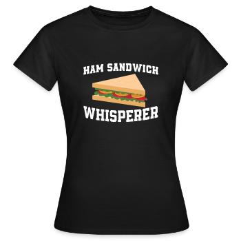 Chuchoteur de sandwich au jambon - T-shirt Femme - noir - Devant - AI Model Female 172 dark (172cm)