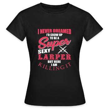 Drôle de costume de Larper - T-shirt Femme - noir - Devant - AI Model Female 172 dark (172cm)