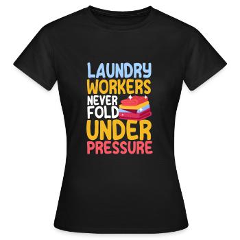 Funny laundry staff shirt - Women's T-Shirt - black - Front - AI Model Female 172 dark (172cm)
