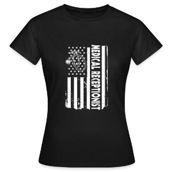 American Medical Receptionist USA - Women's T-Shirt - black - Front - AI Model Female 172 dark (172cm)