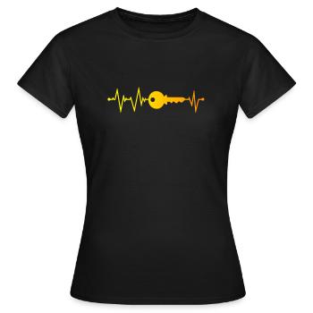 Schlüssel Herzschlag - Frauen T-Shirt - Schwarz - Vorne - AI Model Female 172 dark (172cm)