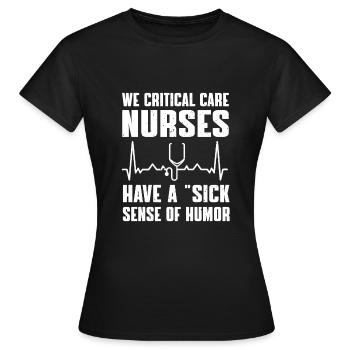 Humor for intensive care nurses - Women's T-Shirt - black - Front - AI Model Female 172 dark (172cm)