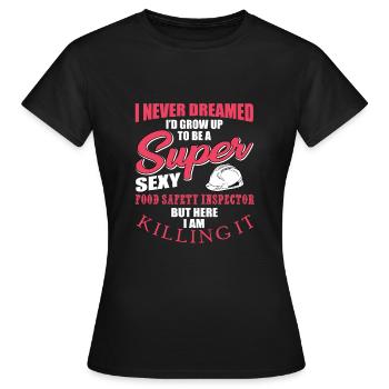 Inspecteur de la salubrité des aliments - T-shirt Femme - noir - Devant - AI Model Female 172 dark (172cm)