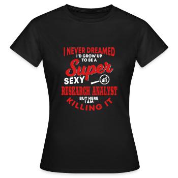 Research Analyst Outfit Market Research - Women's T-Shirt - black - Front - AI Model Female 172 dark (172cm)