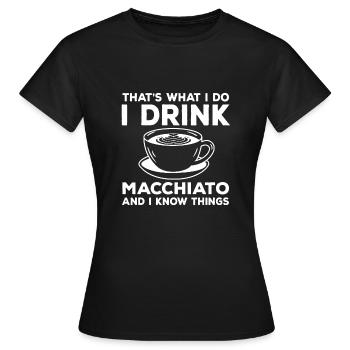 Drôle Macchiato Design Love Caffè Latte - T-shirt Femme - noir - Devant - AI Model Female 172 dark (172cm)