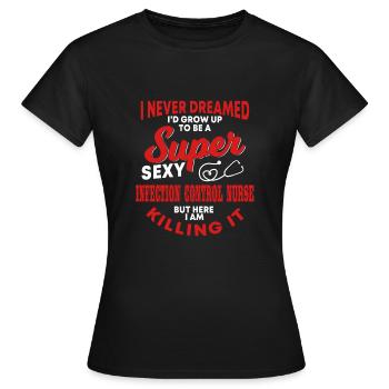 Drôle d’infirmière hygiéniste - T-shirt Femme - noir - Devant - AI Model Female 172 dark (172cm)