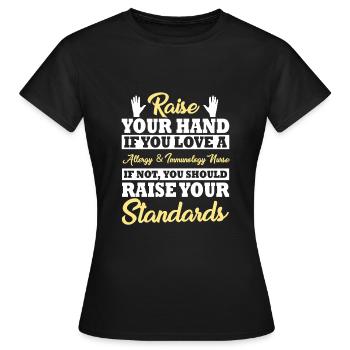 Lustiger Allergie- Und Immunologie-Spruch - Frauen T-Shirt - Schwarz - Vorne - AI Model Female 172 dark (172cm)