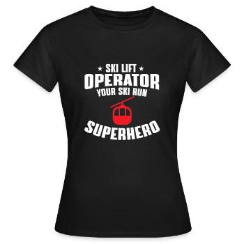 Funny gift for ski lift operators - Women's T-Shirt - black - Front - AI Model Female 172 dark (172cm)