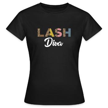 Lustige Wimpern Diva Mit Leopardenmuster - Frauen T-Shirt - Schwarz - Vorne - AI Model Female 172 dark (172cm)