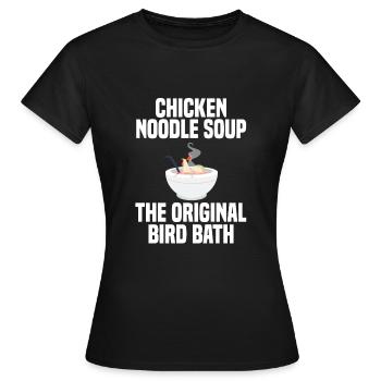 Soupe au poulet et aux nouilles Humour - T-shirt Femme - noir - Devant - AI Model Female 172 dark (172cm)