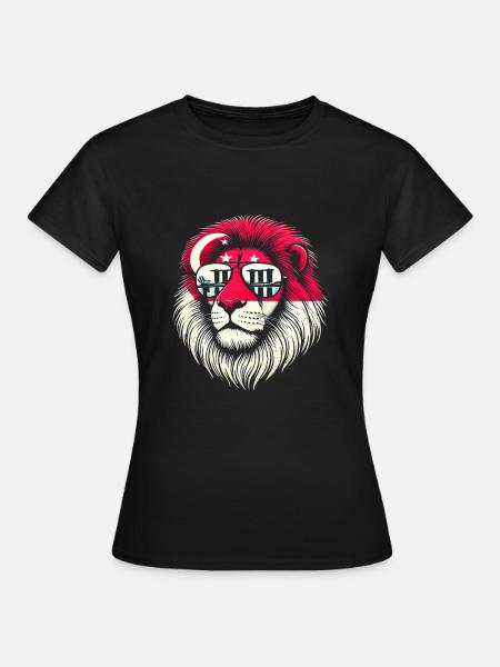 Singapore Löwe - Frauen T-Shirt - Schwarz