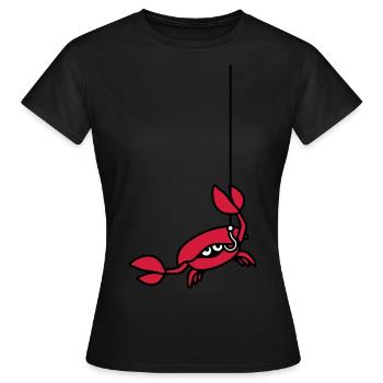 Lustige Krabbe schneidet Angelschnur mit Klaue - Frauen T-Shirt - Schwarz - Vorne - AI Model Female 172 dark (172cm)