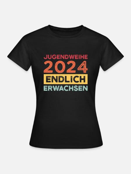 Jugendweihe 2024 Jugend Konfirmation Geschenk - Frauen T-Shirt - Schwarz