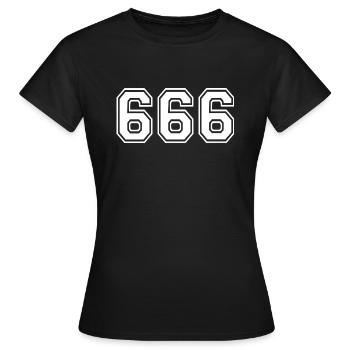 666 - Frauen T-Shirt - Schwarz - Vorne - AI Model Female 172 dark (172cm)