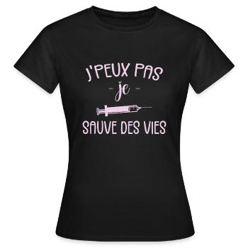 Ich kann keine Leben retten - Frauen T-Shirt - Schwarz - Vorne - AI Model Female 172 dark (172cm)