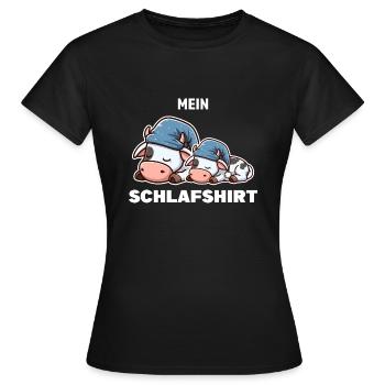 Schlafshirt Kuh Kuhe Geschenk - Frauen T-Shirt - Schwarz - Vorne - AI Model Female 172 dark (172cm)