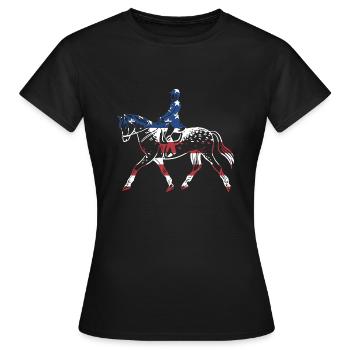 Rider Us Flag Cross Country - Frauen T-Shirt - Schwarz - Vorne - AI Model Female 172 dark (172cm)