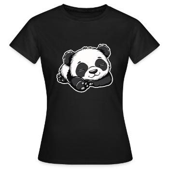 Schlafender Baby Panda Bär - Frauen T-Shirt - Schwarz - Vorne - AI Model Female 172 dark (172cm)