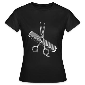 icône de coiffeur peigne ciseaux - T-shirt Femme - noir - Devant - AI Model Female 172 dark (172cm)