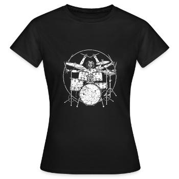 Drums da Vinci Homme de Vitruve - T-shirt Femme - noir - Devant - AI Model Female 172 dark (172cm)
