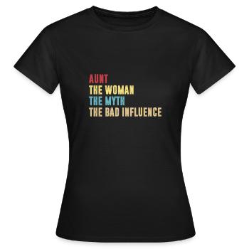 Tante la femme le mythe la mauvaise influence - T-shirt Femme - noir - Devant - AI Model Female 172 dark (172cm)