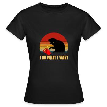 Mach was ich will Black Cat Red Cup - Frauen T-Shirt - Schwarz - Vorne - AI Model Female 172 dark (172cm)