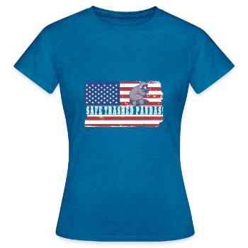 Raton laveur - T-shirt Femme - bleu saphir antique chiné - Devant - AI Model Female 172 dark (172cm)