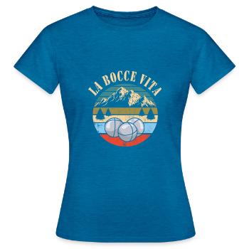 Lyonnaises - T-shirt Femme - bleu saphir antique chiné - Devant - AI Model Female 172 dark (172cm)