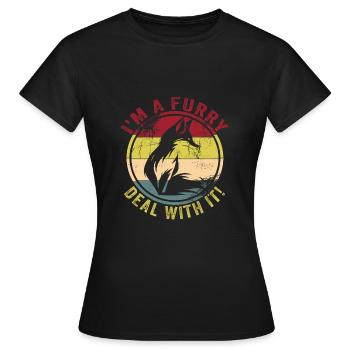 Furry Fandom - Women's T-Shirt - black - Front - AI Model Female 172 dark (172cm)