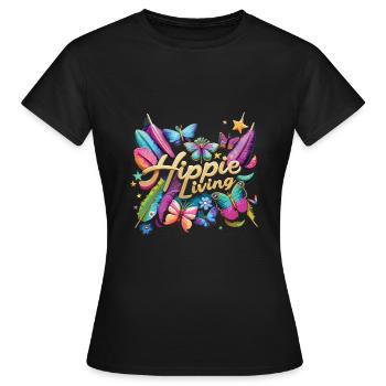Hippie - Frauen T-Shirt - Schwarz - Vorne - AI Model Female 172 dark (172cm)