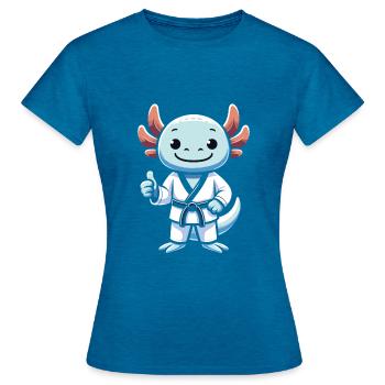 Teakwondo - T-shirt Femme - bleu saphir antique chiné - Devant - AI Model Female 172 dark (172cm)