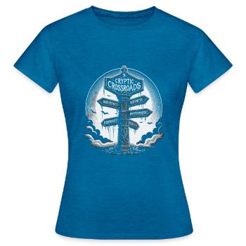 Gothic - Frauen T-Shirt - Antikblaues Saphir meliert - Vorne - AI Model Female 172 dark (172cm)