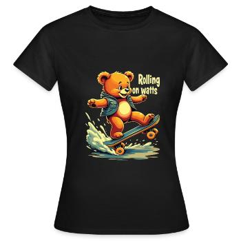 Planche à roulettes E - T-shirt Femme - noir - Devant - AI Model Female 172 dark (172cm)