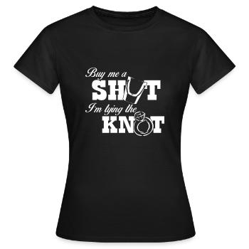 Achetez-moi un coup de feu je tape la chemise knot - T-shirt Femme - noir - Devant - AI Model Female 172 dark (172cm)