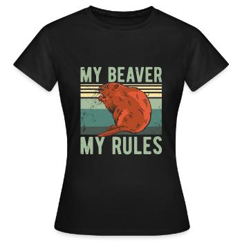Funny - MY BEAVER MY RULES - Women's T-Shirt - black - Front - AI Model Female 172 dark (172cm)