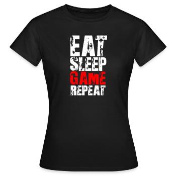 EAT SLEEP GAME REPEAT - T-shirt Femme - noir - Devant - AI Model Female 172 dark (172cm)