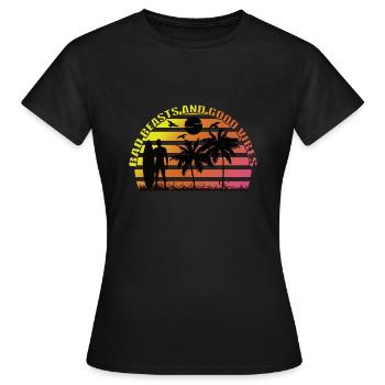 T-shirt Surfer fait de jersey doux et de vibrations estivales - T-shirt Femme - noir - Devant - AI Model Female 172 dark (172cm)