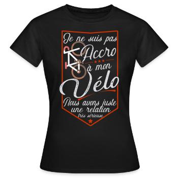 Pas accro vélo t-shirt humour cycliste - T-shirt Femme - noir - Devant - AI Model Female 172 dark (172cm)