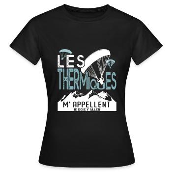 PARAPENTE PARAPENTISTE thermiques cadeau - T-shirt Femme - noir - Devant - AI Model Female 172 dark (172cm)