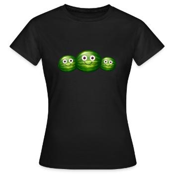 Famille,Melon,Pastèque,Melons - T-shirt Femme - noir - Devant - AI Model Female 172 dark (172cm)